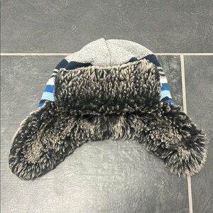 Gap baby crazy stripe trapper hat Gray and Blue Winter Hat